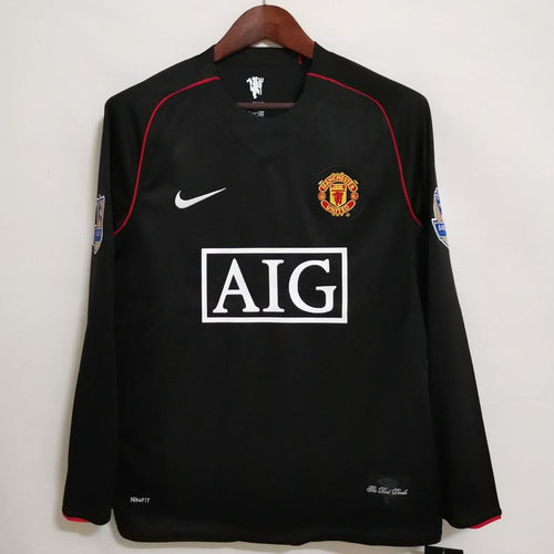 07-08 Manchester United Away Long Sleeve Retro Jersey | Football Jersey Central