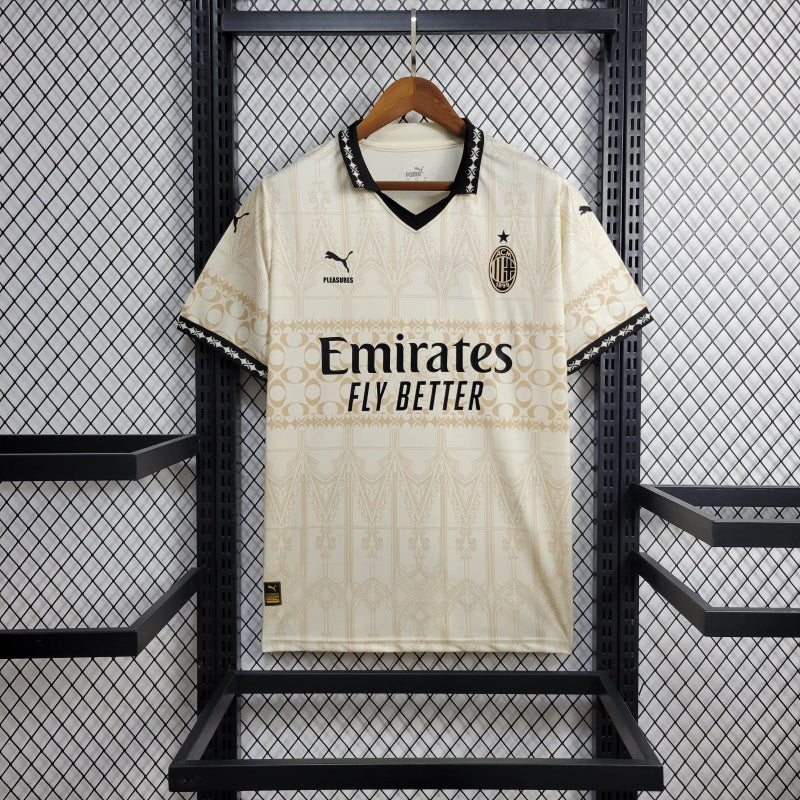 23/24 AC Milan x PLEASURES White Fourth Jersey | Football Jersey Central